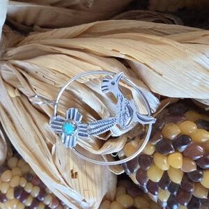 NWOT Native American Navajo Sterling & Turquouse Road Runner & Zia Sun Pendant🩵